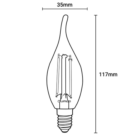 Żarówka LED E14 Świeczka BA35 7W = 60W 806lm 3000K Ciepła 360° FILAMENT LUMILED