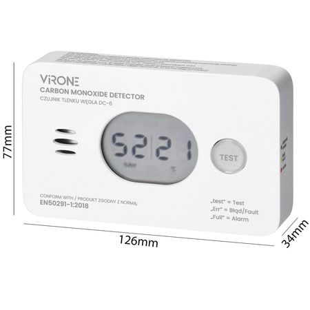 Czujnik Czadu Detektor Tlenku Węgla z Termometrem i Czujnikiem Wilgoci Bateryjny