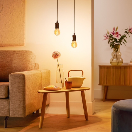 Żarówka LED E27 Kulka P45 3.1W = 25W 270lm 2200K Ciepła CRI90 300° FILAMENT Vintage Bursztynowy Ściemnialna Decorative Philips