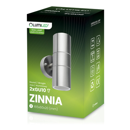 Kinkiet Ogrodowy Lampa Ścienna Elewacyjna góra dół LED GU10 IP44 ZINNIA INOX LUMILED