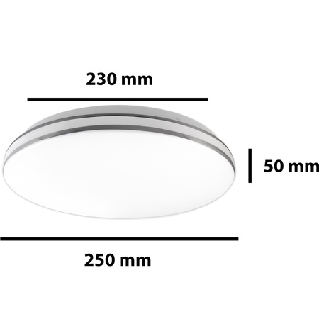 Plafon LED Lampa Sufitowa Okrągła KIRO 12W 4000K 25cm IP44