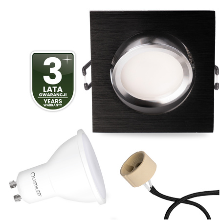 Oprawa Halogenowa Podtynkowa Kwadratowa Ruchoma TRIX 3w1 GU10 6W 3000K Czarny LUMILED