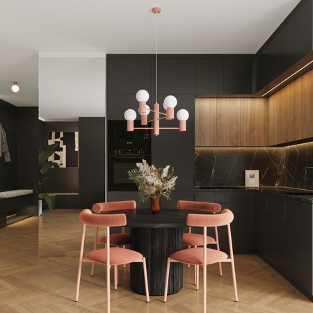 Lampa Wisząca Żyrandol 6x G9 Aluminiowa Brzoskwiniowa Halo French Sky SL.1838 Sollux