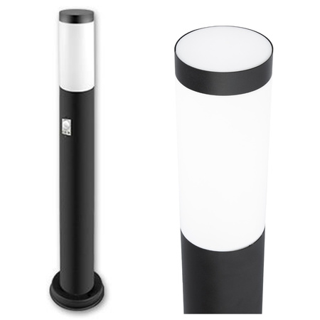 Lampa Ogrodowa Zewnętrzna E27 CZARNY SŁUPEK 65cm z Czujnikiem Ruchu i Zmierzchu