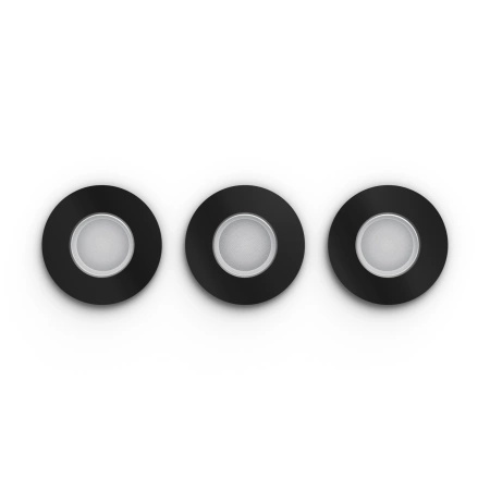 Oprawa Podtynkowa Wpuszczana Łazienkowa LED Xamento 3x 4.2W IP44 CCT RGB Okrągła Czarna PHILIPS HUE Bluetooth