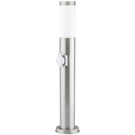 Lampa Ogrodowa Zewnętrzna E27 SREBRNY SŁUPEK 65cm z Gniazdem 230V