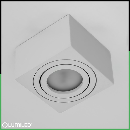 Oprawa Natynkowa HALOGENOWA Tuba Spot Ruchoma Kwadratowa Biała 50mm + Wkład LED 7W 3000K AMAT-S LUMILED