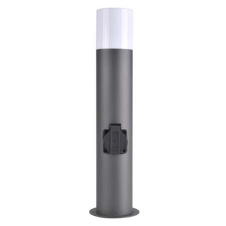 Lampa Ogrodowa LED Słupek E27 TUBA Grafit 44cm + Gniazdo zasilające 230V IP44 DALLAS Goldlux