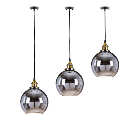 Lampa Wisząca Grafitowo-Złota E27 Sufitowa Zwis Szklany Klosz Nowoczesna