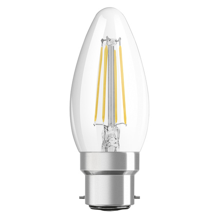 Żarówka LED B35 Świeczka B22d 4W = 40W 470lm 4000K Neutralna 300° Retrofit Filament CLASSIC Osram