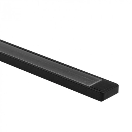 Profil Aluminiowy LED Natynkowy Czarny 2m z Kloszem Przezroczystym do Taśm LED + Zaślepki seria N Ecolight