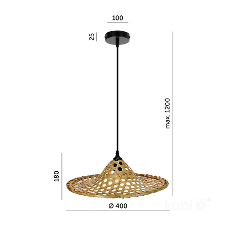 Lampa Wisząca Dekoracyjna Zwis Bambusowa E27 Brugia Kobi