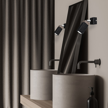 Lampa Ścienna Kinkiet SOLO SAWN Czarna Patyna Drewniana 1x mini GU10 Milagro