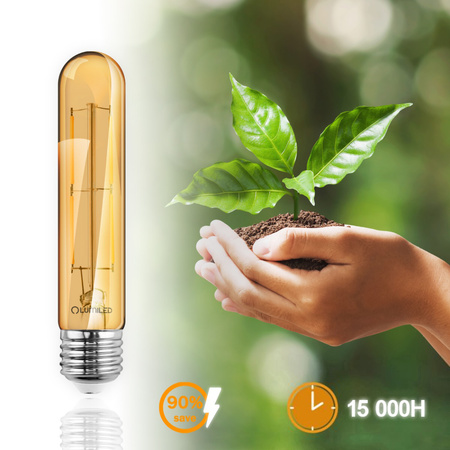 6x Żarówka LED E27 T30 6W = 50W 660lm 3000K Ciepła 360° Amber Filament LUMILED