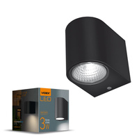 Kinkiet Ogrodowy Lampa Elewacyjna Zewnętrzna LED 3W 270lm 2700k Ciepła Czarna PELLE Videx