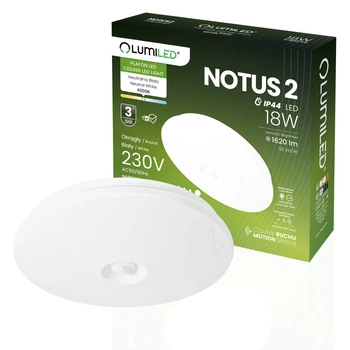 Plafon LED Lampa Sufitowa Natynkowa 18W NOTUS 2 Okrągły Czujnik Ruchu IP44 33 cm LUMILED