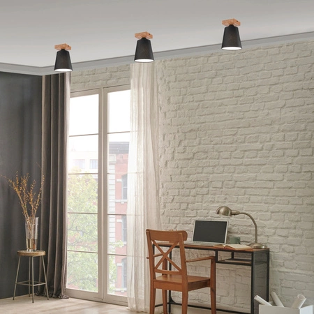Lampa Sufitowa LULA E27 Czarna Dębowa LM-1.200 Lamkur
