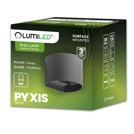 Kinkiet Ogrodowy Elewacyjny LED G9 Regulowany Okrągły Góra Dół Grafit PYXIS LUMILED
