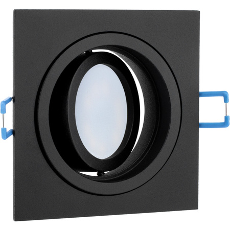 Oprawa HALOGENOWA Podtynkowa Ruchoma GU10 MR16 Kwadrat Czarna CASSIO LUMILED + Żarówka LED GU10 6W = 50W 580lm Ciepła