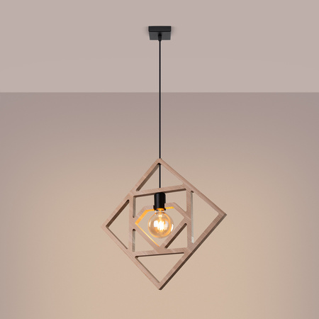 Lampa Wisząca Sufitowa E27 Naturalne Drewno CARO Peach Puff SL.1757 Sollux