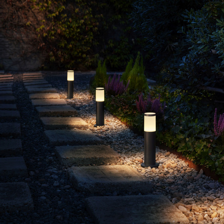 Zestaw 3x Lampa Ogrodowa Zewnętrzna SŁUPEK 25cm LED 6W 600lm 2700K IP44 + Zasilacz Low Voltage 12V Philips