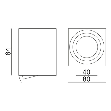 Oprawa Natynkowa HALOGENOWA Ruchoma GU10 Kwadratowa Czarna 84mm
