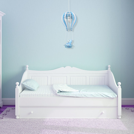 Lampa wisząca BALONIK 1xE27 60W Dziecięca Balonik Miś Niebieska MLP6427 Milagro Metal + Drewno