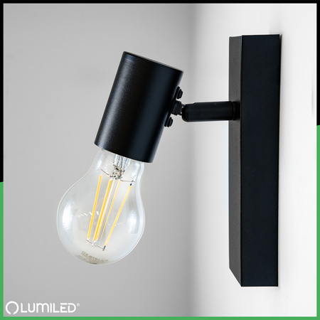 Lampa Ścienna Reflektor LED Sufitowa Ruchoma Kinkiet Spot E27 GLASA Czarna Lumiled