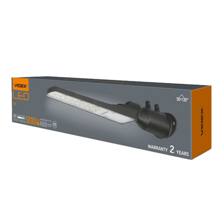 Lampa Uliczna LED 50W 5000lm 5000K Neutralna 130° 0.25A Czarna VIDEX