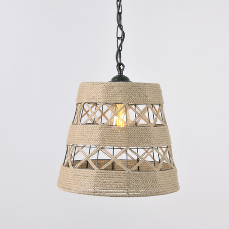 Lampa wisząca sufitowa ALMA Rope IL MIO w stylu boho stal + sznur 1x E27 GOLDLUX (Polux)