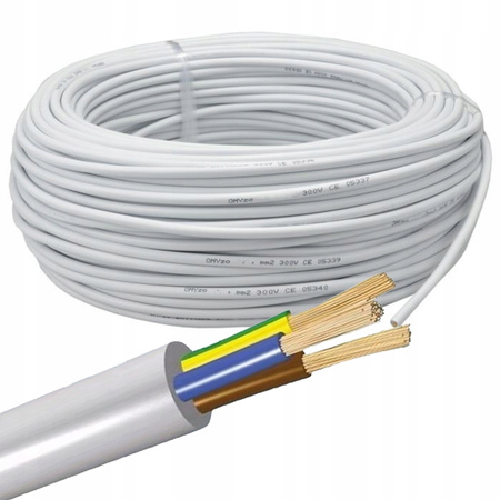 Przewód Kabel OWY H05VV-F 300/500V 3x1mm Biały 1m ELEKTROKABEL