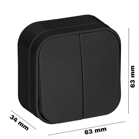 Łącznik Włącznik ToDo Świecznikowy Podwójny Natynkowy IP20 ORNO CZARNY