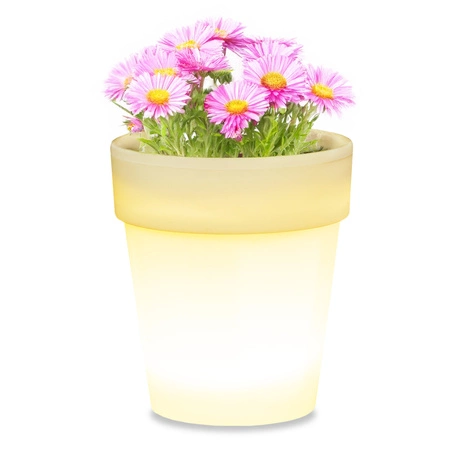 Lampa Ogrodowa LED Solarna Biała Doniczka Na Kwiaty Ozdobna 4000K Neutralna