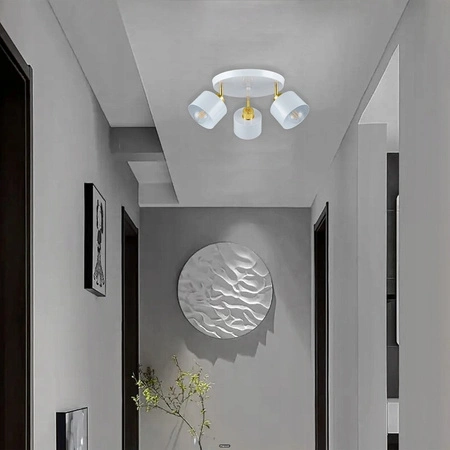 Lampa Sufitowa Spot Tuba Reflektor Oprawa Halogenowa 3x E27 Ruchomy Biały Złoty Elza Masterled