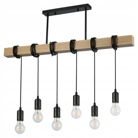 Lampa Sufitowa Oprawa Wisząca 6x E27 Czarna Brązowa Nido Masterled