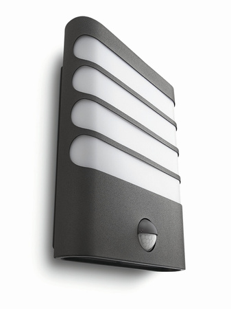 Kinkiet Ogrodowy Lampa Elewacyjna Zewnętrzna LED 3W 270lm 2700K IP44 z Czujnikiem Ruchu i Zmierzchu Antracyt Raccoon Philips