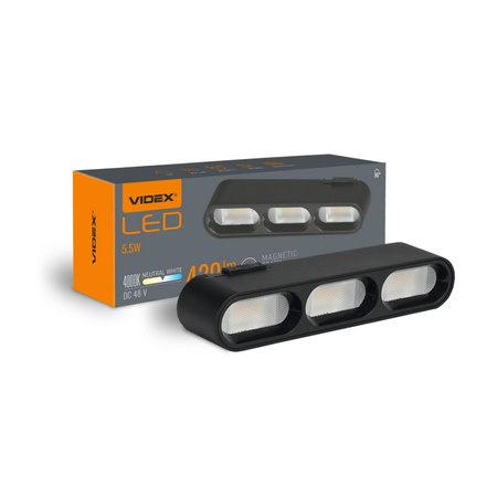 Lampa LED do Szyny Magnetycznej 5.5W 420lm 4000K Neutralny CRI90 90° Czarna VIDEX
