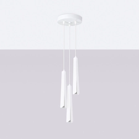 Lampa Sufitowa Wisząca Zwis 3x G9 Żyrandol Tubularna Biała Skandynawska Prysm Sollux
