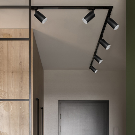 Zestaw Szynowy Szynoprzewód Szyna Listwa 1-Fazowa + 6x Reflektor GU10 Czarna LONDON Sanico Goldlux