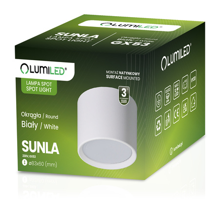 Oprawa HALOGENOWA Natynkowa SUNLA Tuba Gx53 LED Spot Kinkiet Sufitowa Walec Biały LUMILED
