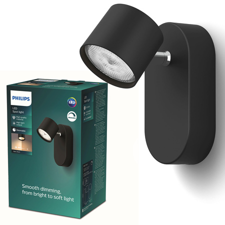 Lampa Ścienna Kinkiet LED 4.5W 500lm 2700K Czarna Star Philips