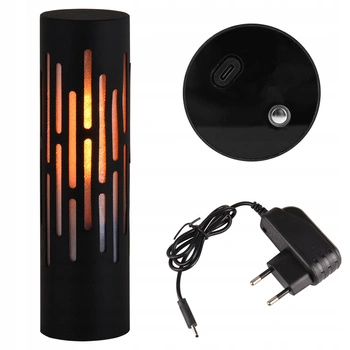 Lampa Stołowa Biurkowa Dekoracyjna LED 3.6W 1800K Ciepła Efekt Ognia USB Włącznik On/Off Czarny Igni Masterled