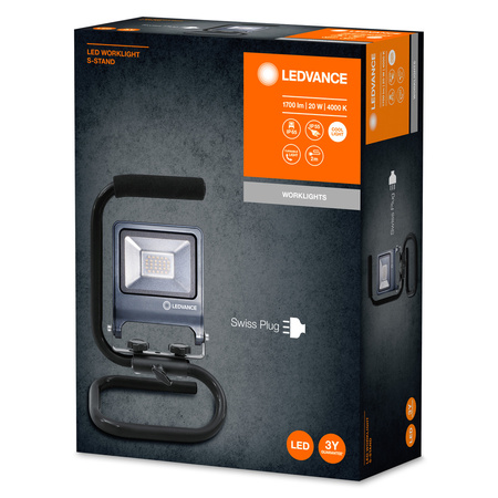 Naświetlacz Reflektor LED Lampa Akumulatorowy Przenośny Roboczy 20W 1700lm 4000K IP65 Grafitowy Worklight Ledvance