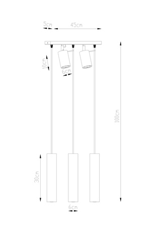 Lampa Sufitowa Wisząca Zwis 5x GU10 Tuba Ruchoma Tubularna Czarna Nowoczesna Ring Sollux