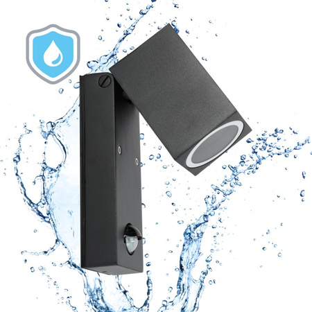 Kinkiet Ogrodowy Lampa Elewacyjna Zewnętrzna LED GU10 IP44 Czarna Czujnik QUAZAR 15 LX KOBI