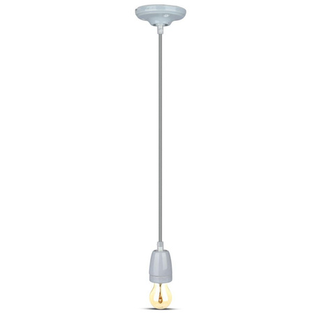 Lampa Wisząca Oprawa E27 Porcelanowy klosz szary z kablem VT-7998 V-TAC