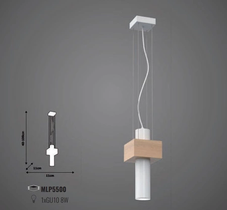 Lampa wisząca WEST biała 1x GU10 MILAGRO geometryczna metal + drewno styl skandynawski