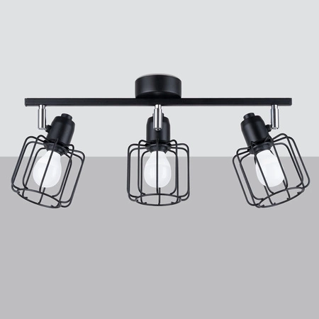 Lampa Sufitowa Wisząca 3x E14 Listwa Żyrandol Geometryczna Geometryczna Czarna Nowoczesna Beluci Sollux