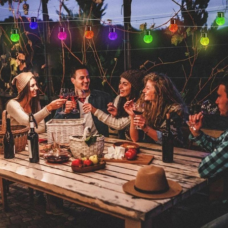 Lampa ogrodowa LED solarna wisząca KULKA LED RGB szklana czarna efekt pękniętego szkła