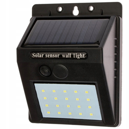 Naświetlacz Solarny LED 3W 5500-6000K Zimna IP65 Czarny Czujnik Zmierzchu